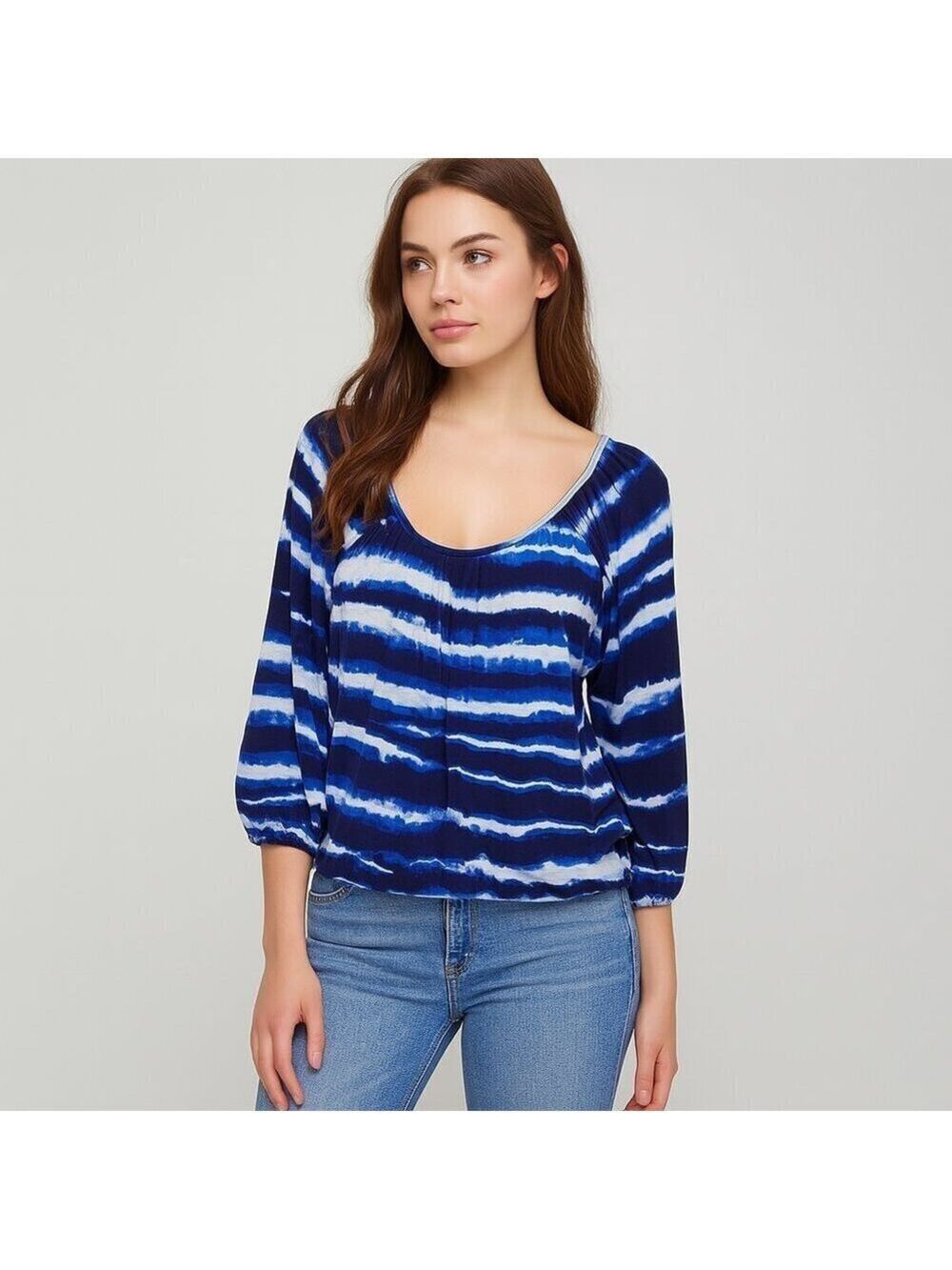 Michael Kors Blue Tie-Dye Dolman Sleeve Blouse | Size Small